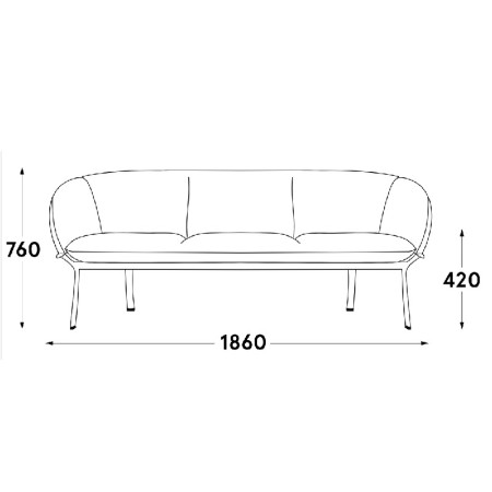 Dimensions Grace canapé 3 places design de MDD - GR03