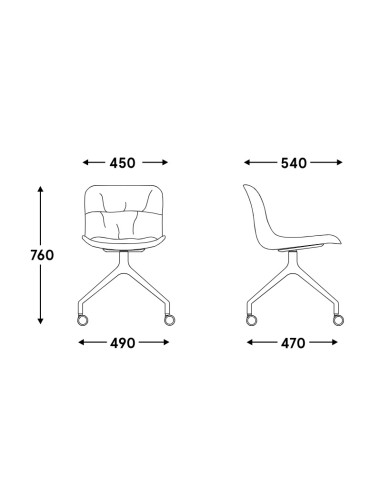 Chaise en tissu sur roulettes - Baltic 2 Soft Duo