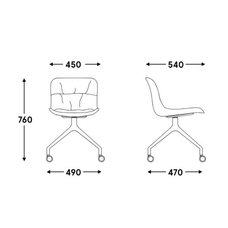 Chaise pieds croisés sur roulettes - Baltic 2 Soft Duo 2