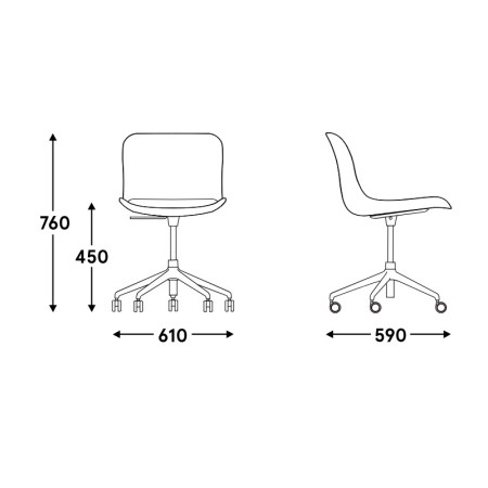 Chaise classique sur roulette et amovible - Baltic 2 Classic 2