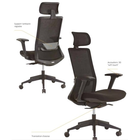 Chaise de travail avec appui-tête réglable - Star 2