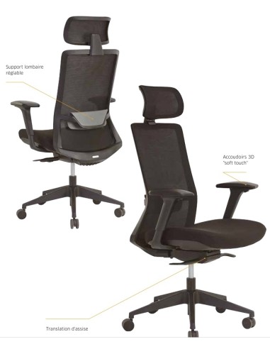 Chaise de travail avec appui-tête réglable - Star