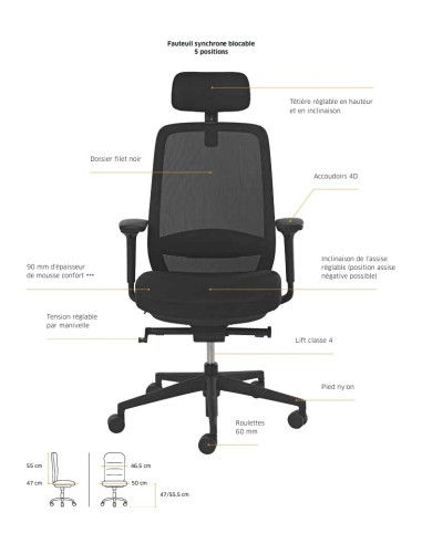 Chaise de bureau avec un grand confort d&#039;assise - Busy