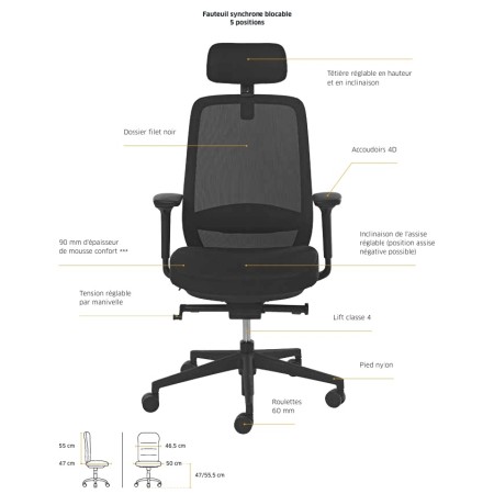 Chaise de bureau avec un grand confort d&#039;assise - Busy