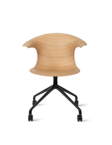 Chaise de réunion à 4 pieds étoile sur roulettes de face - Loop 3D Wood