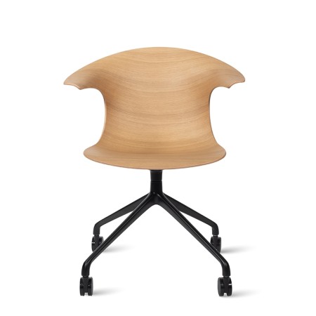 Chaise de réunion à 4 pieds étoile sur roulettes de face - Loop 3D Wood