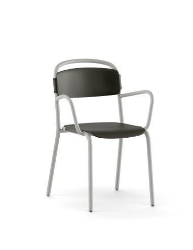 Chaise empilable confortable – Skol avec accoudoirs, usage intérieur