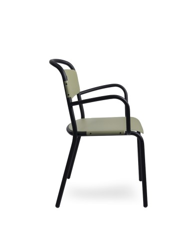 Chaise outdoor Skol – accoudoirs, plastique recyclé, empilable