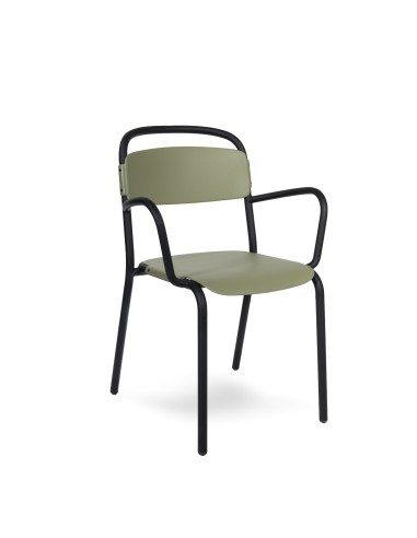 Chaise extérieure avec accoudoirs – Skol, empilable et durable