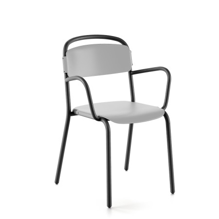 Chaise extérieure empilable Skol – avec accoudoirs et plastique recyclé