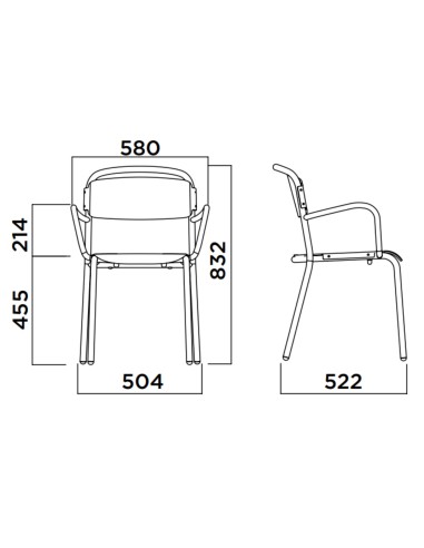 Chaise empilable extérieur en plastique recyclé avec accoudoirs – Skol