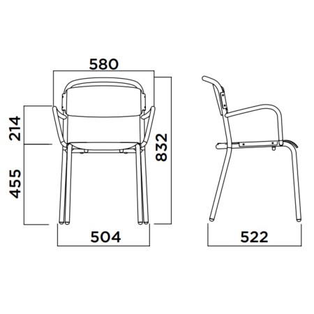 Chaise empilable extérieur en plastique recyclé avec accoudoirs – Skol