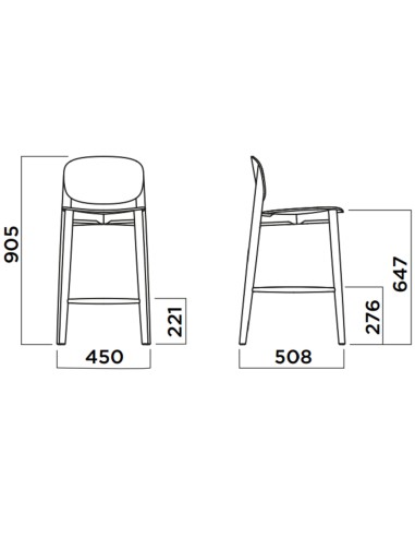 Dimensions tabouret de cuisine HARMO hauteur 65 cm