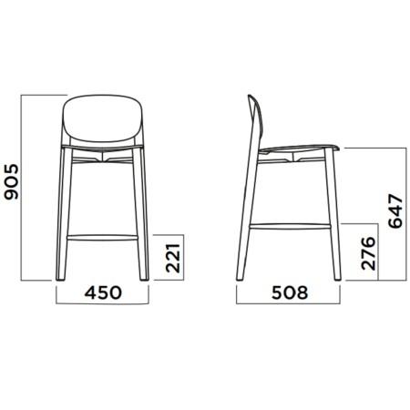 Dimensions tabouret de cuisine HARMO hauteur 65 cm