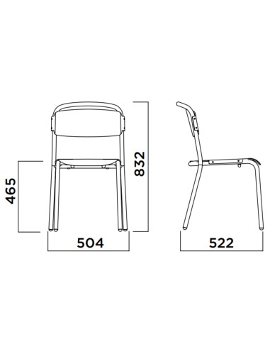Dimensions Chaise Skol en bois et acier 