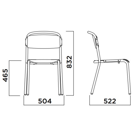 Dimensions Chaise Skol en bois et acier 