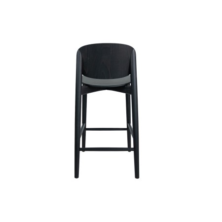 Tabouret de hauteur bar Harmo en hêtre noir vue de derrière