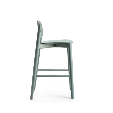 	Tabouret assise haute modèle Harmo en frêne gris bleu et au design arrondi