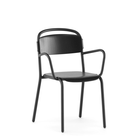 Chaise empilable Skol Wood – structure bois et métal avec accoudoirs