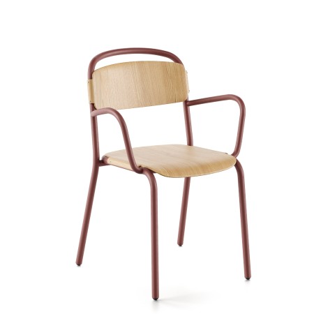 Chaise Skol Wood – empilable intérieure bois et métal avec accoudoirs