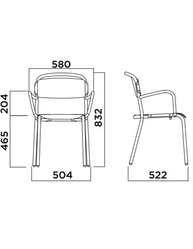 Dimensions de la chaise Skol Wood avec accoudoirs