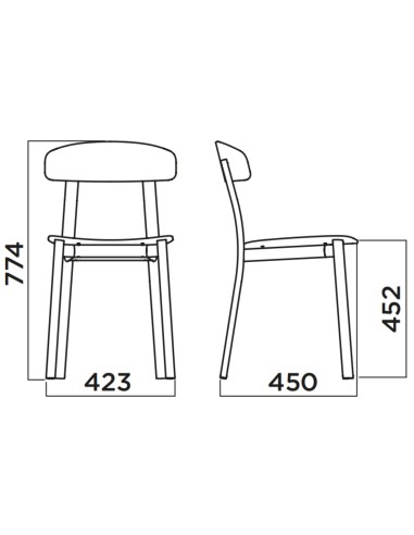 Dimensions Chaise en plastique et métal Feluca Pop 