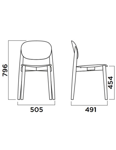 Dimensions Chaise Harmo en bois avec assise tissu