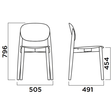 Dimensions Chaise Harmo en bois avec assise tissu