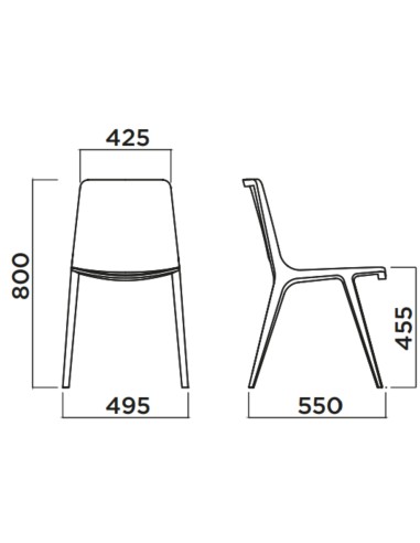 Dimensions Chaise en bois design SEAME 4 pieds