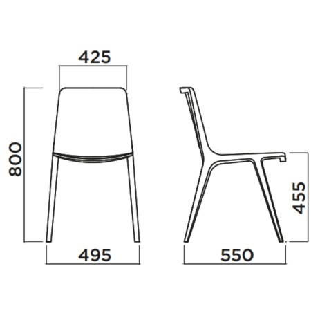Dimensions Chaise en bois design SEAME 4 pieds