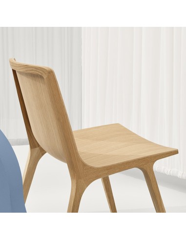 Dos de la chaise en bois clair design SEAME 4 pieds avec structure chêne naturel