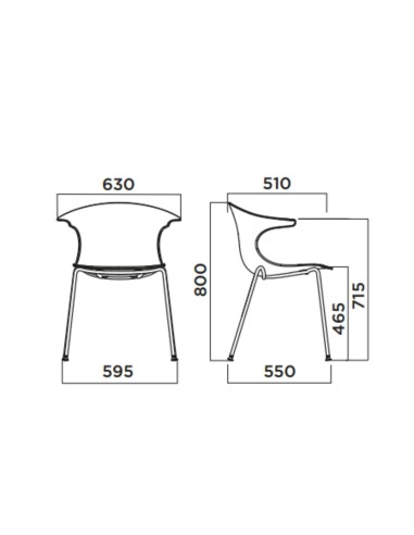 Dimensions Chaise coque bois design courbé et tendance - Loop 3D Wood 
