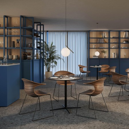 Chaise design pieds luge avec coque bois clair - Loop 3D Wood 2