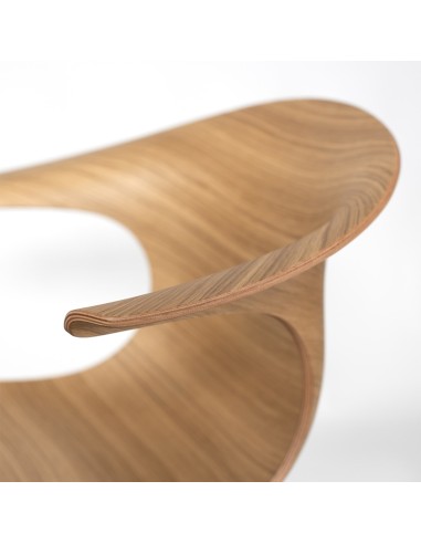 Chaise design pieds traineau avec coque bois zoom - Loop 3D Wood