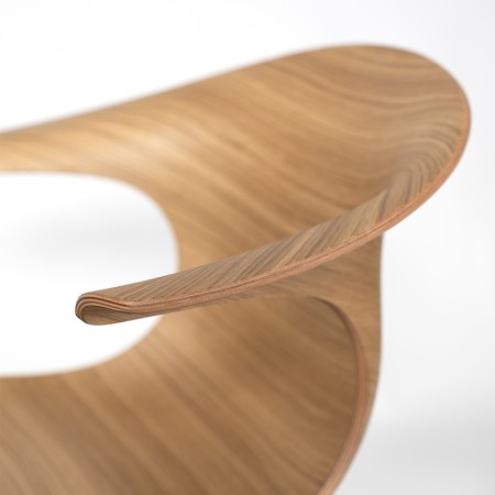 Chaise design pieds traineau avec coque bois zoom - Loop 3D Wood