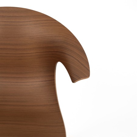 Chaise de réunion Loop 3D Wood avec coque en bois et base étoile en aluminium accoudoirs