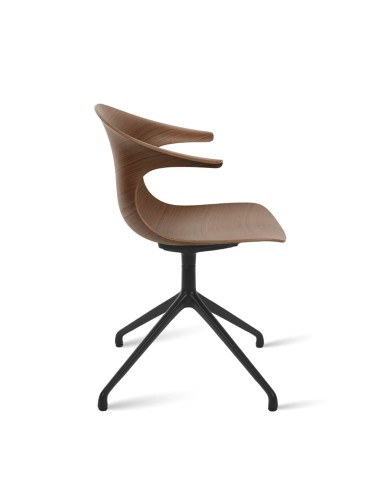 Chaise de réunion Loop 3D Wood avec coque en bois et base étoile en aluminium de côté