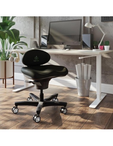 Chaise CoreChair avec assise active, soutien lombaire et roulettes robustes – idéale pour prévenir les douleurs dorsales
