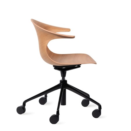 Chaise de réunion réglable Loop 3D Wood en bois avec piétement à 5 roulettes 2