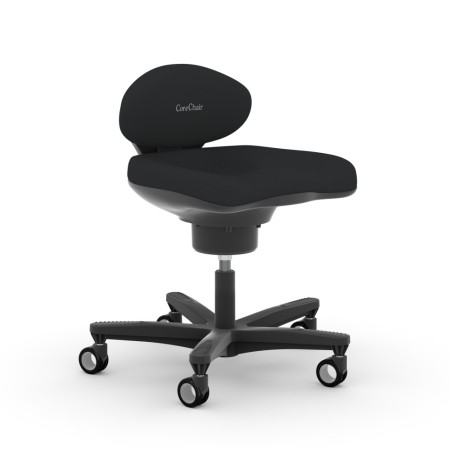 Chaise ergonomique CoreChair Light noire avec assise active et roulettes