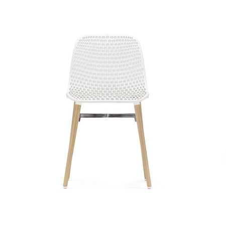 Chaise salle à manger nid d'abeilles en blanc de face - Next - 4 legs