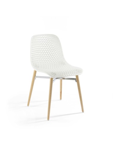 Chaise salle à manger nid d'abeilles en blanc- Next - 4 legs