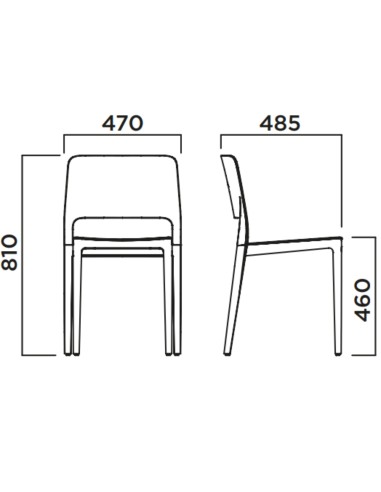 Dimensions Chaise design Settesusette avec pieds en bois de hêtre naturel