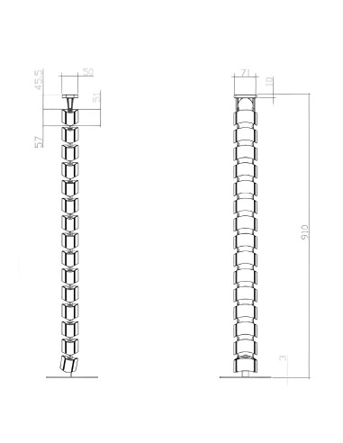 dimensions vertèbre de bureau - guide câble