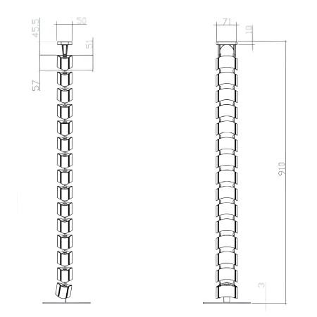 dimensions vertèbre de bureau - guide câble