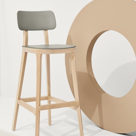 Tabouret haut design bois coloris gris moderne  – Porta Venezia