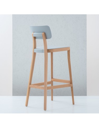 Tabouret haut design bois et plastique coloris bleu gris – Porta Venezia