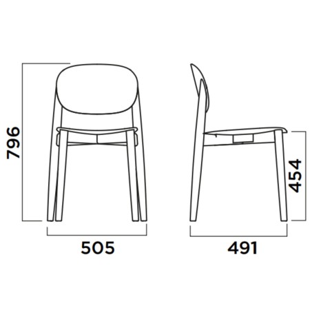 Dimensions Chaise moderne en bois - modèle Harmo