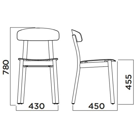 Chaise rétro Feluca Organic – Confort et design moderne avec une assise en plastique et des pieds en bois naturel