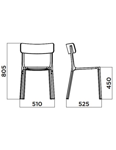 Dimensions Chaise Ruelle - aluminium et plastique